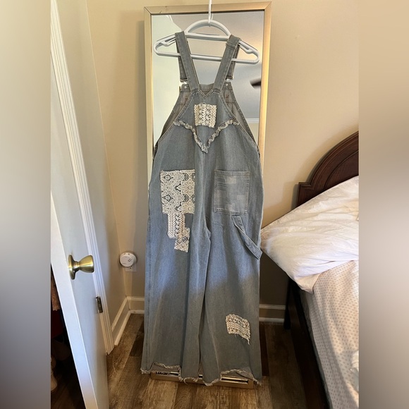 POL Gray Denim Jumpsuit with Lace Accents - Picture 2 of 2